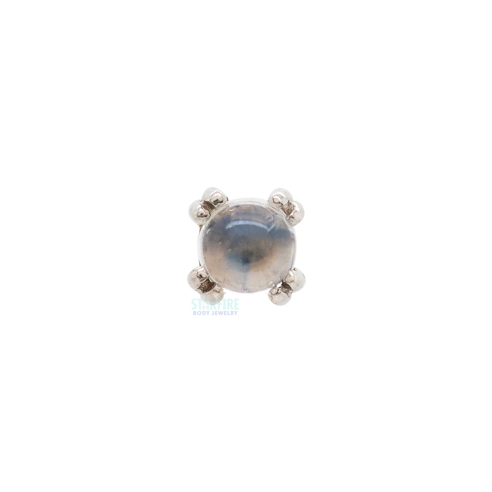 threadless: Rainbow Moonstone Cabochon Prong Set Pin in Gold - Image 4