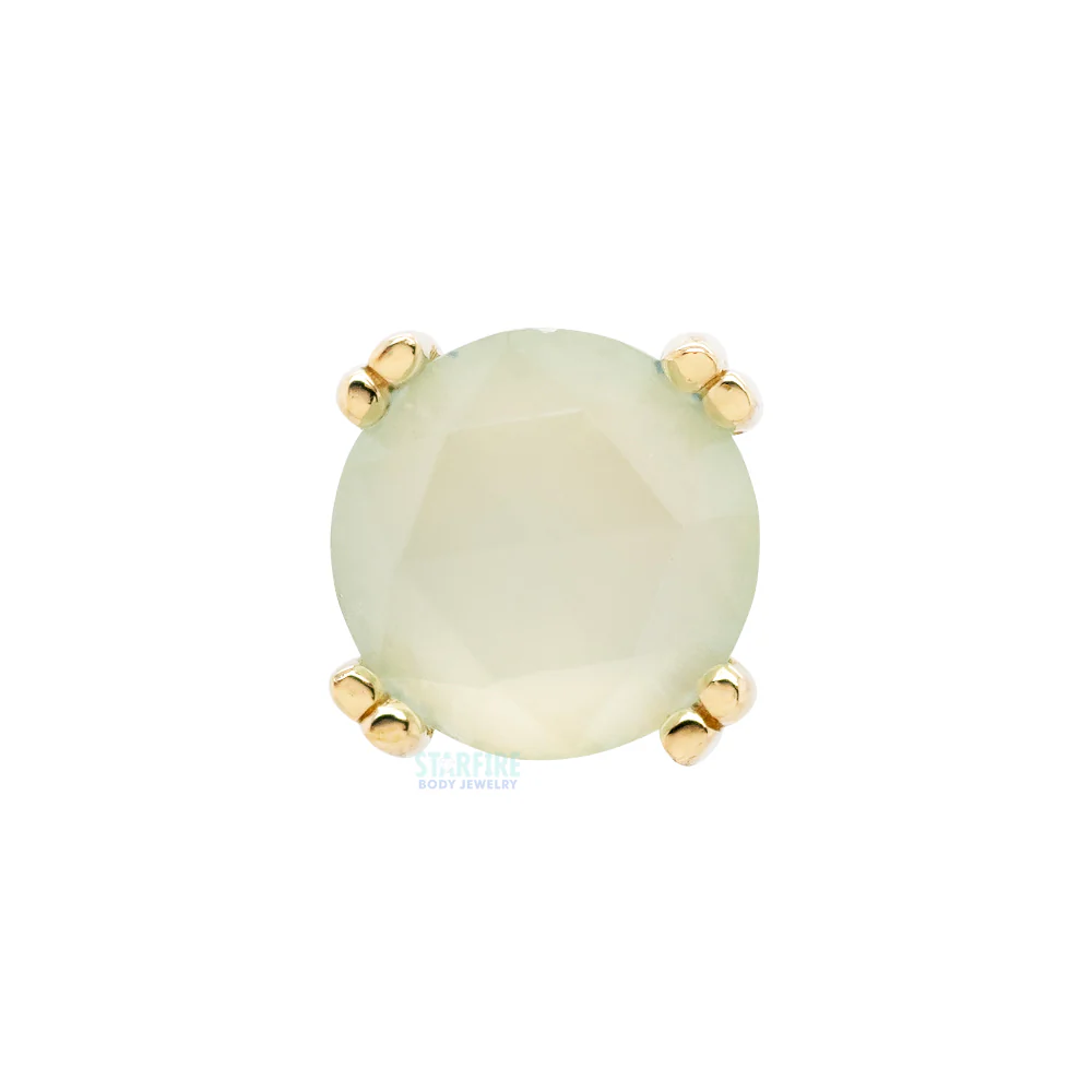 threadless: Rose Cut Aqua Chalcedony Cabochon Prong Set Pin in Gold & Platinum - Image 3