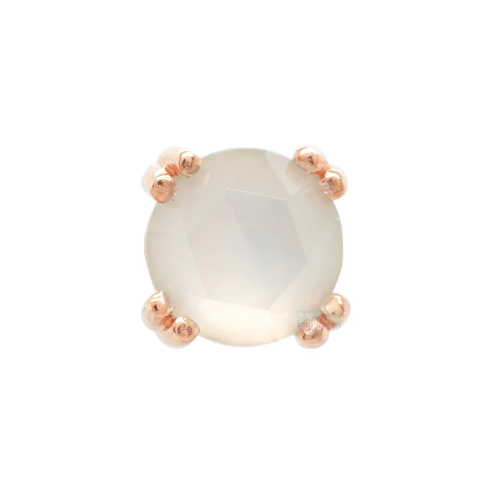 threadless: Rose Cut Aqua Chalcedony Cabochon Prong Set Pin in Gold & Platinum - Image 4