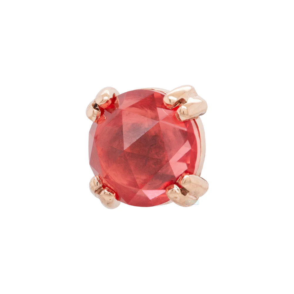 threadless: Rose Cut Padparadscha Sapphire Cab Prong Set Pin in Gold & Platinum - Image 2