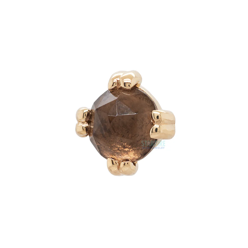 threadless: Rose Cut Smoky Quartz Prong Set Pin in Gold & Platinum