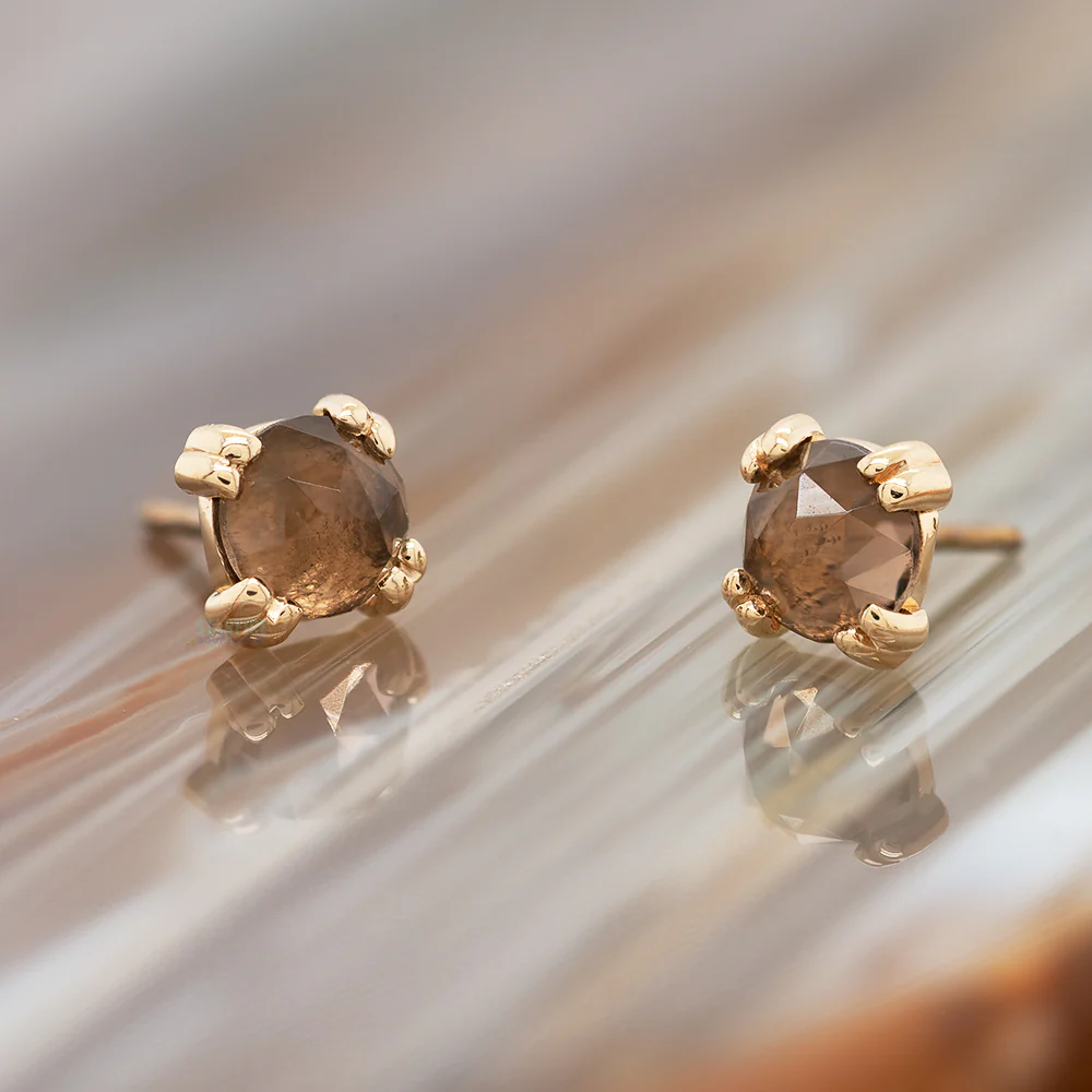threadless: Rose Cut Smoky Quartz Prong Set Pin in Gold & Platinum - Image 2