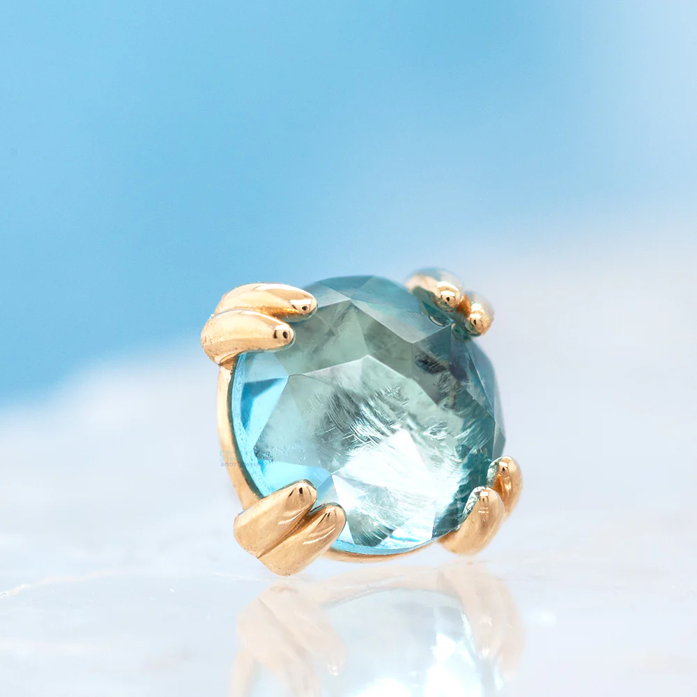 threadless: Rose Cut Swiss Blue Topaz Cab Prong Set Pin in Gold & Platinum - Image 2