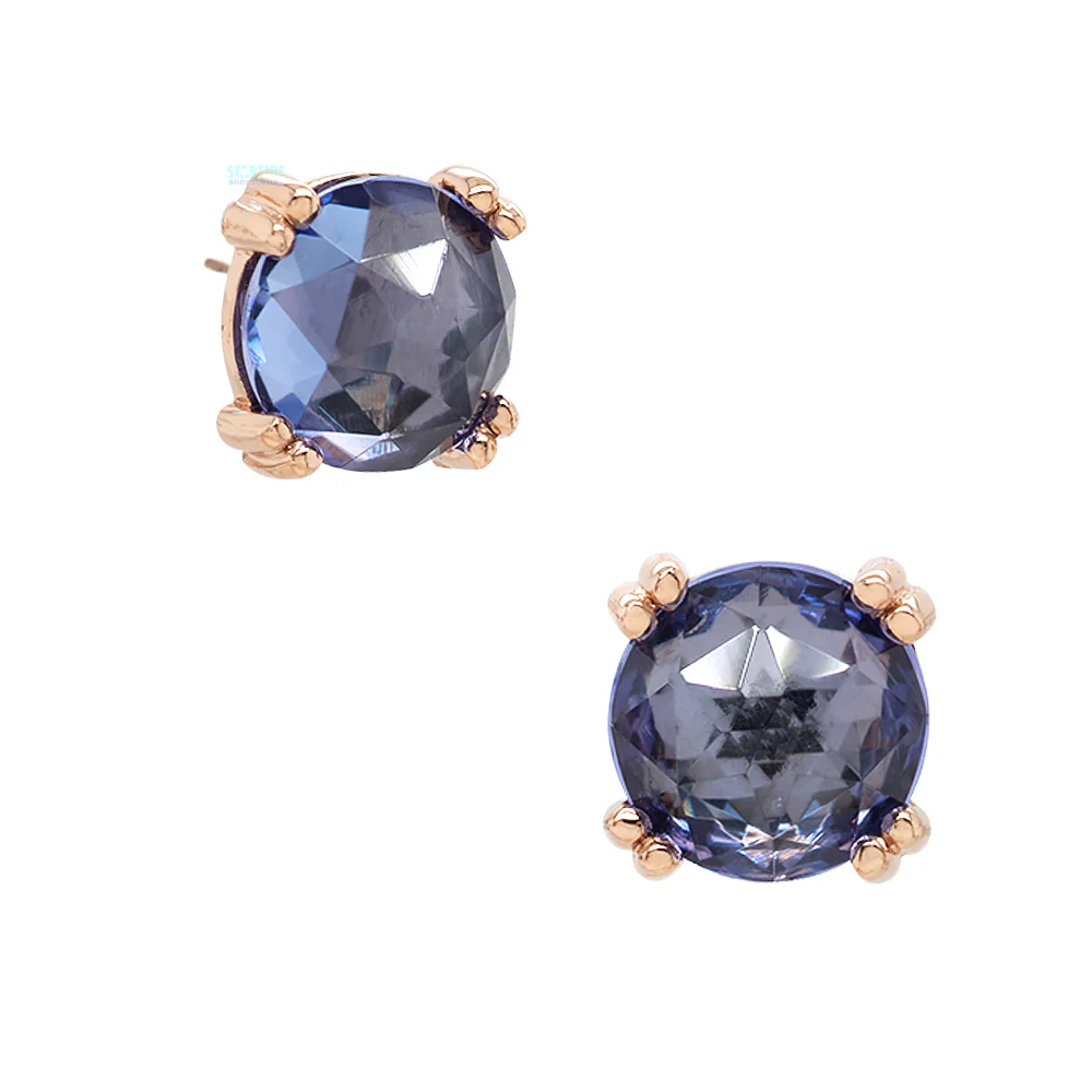 threadless: Rose Cut Tanzanite Prong Set Pin in Gold & Platinum