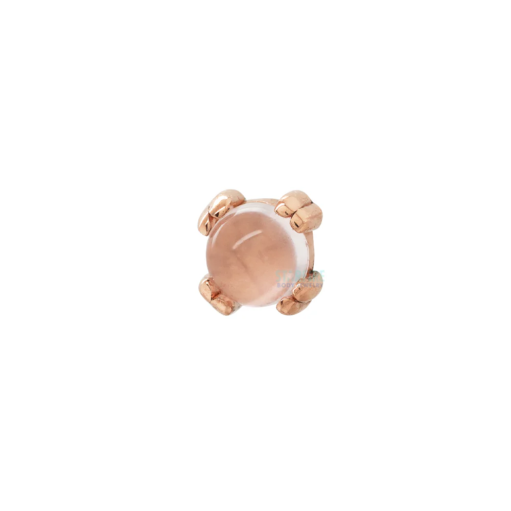 threadless: Rose Quartz Cabochon Prong Set Pin in Gold & Platinum - Image 2