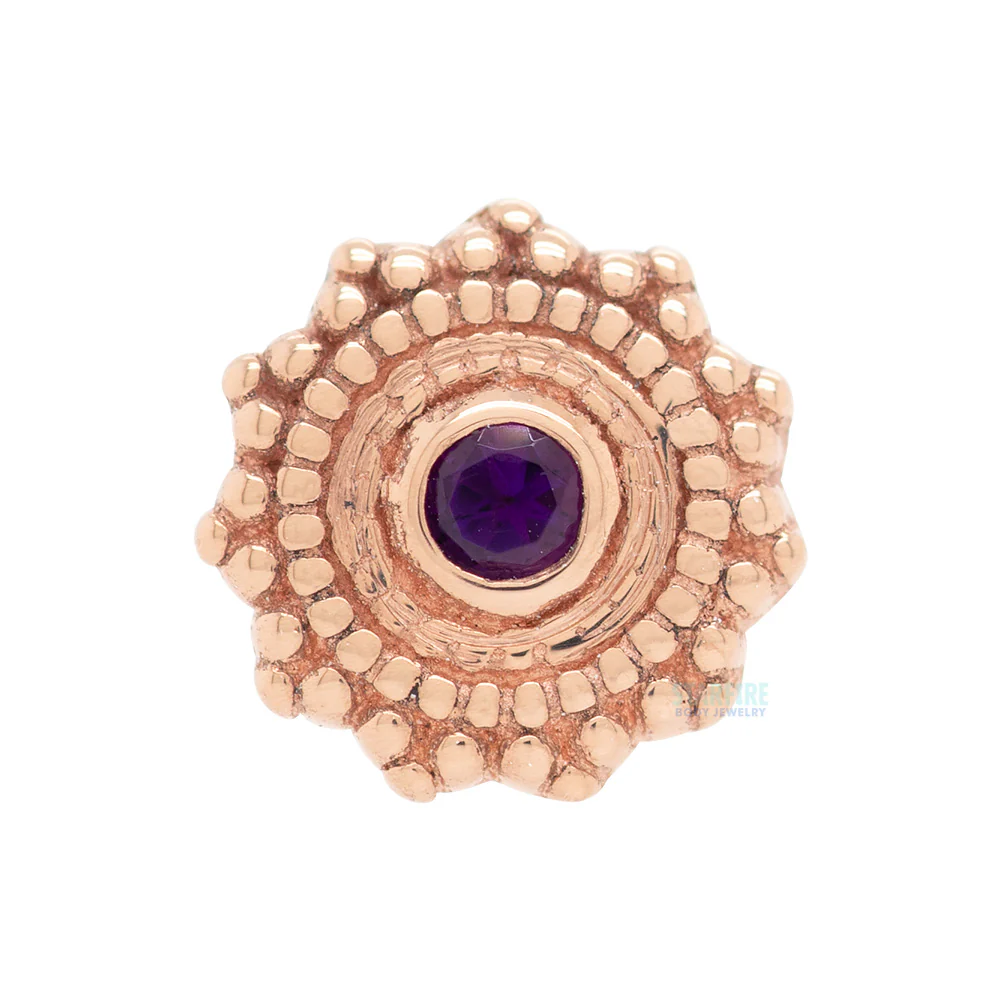 threadless: Round Afghan Pin in Gold with Amethyst - Image 2