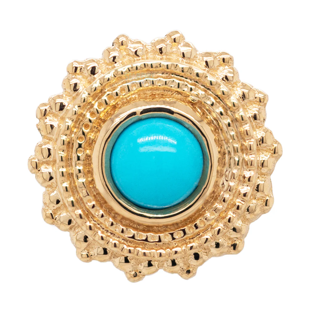 threadless: Round Afghan Pin in Gold with Turquoise - Image 3