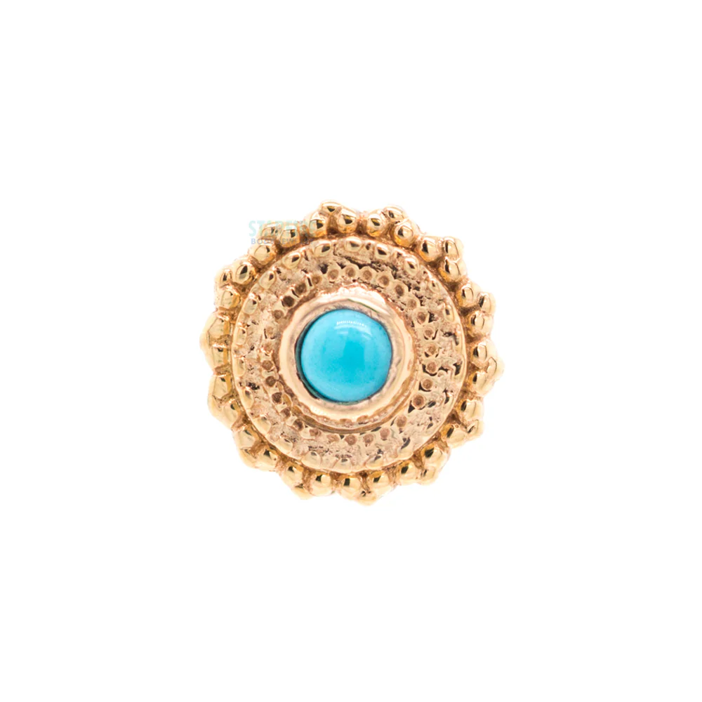 threadless: Round Afghan Pin in Gold with Turquoise - Image 4