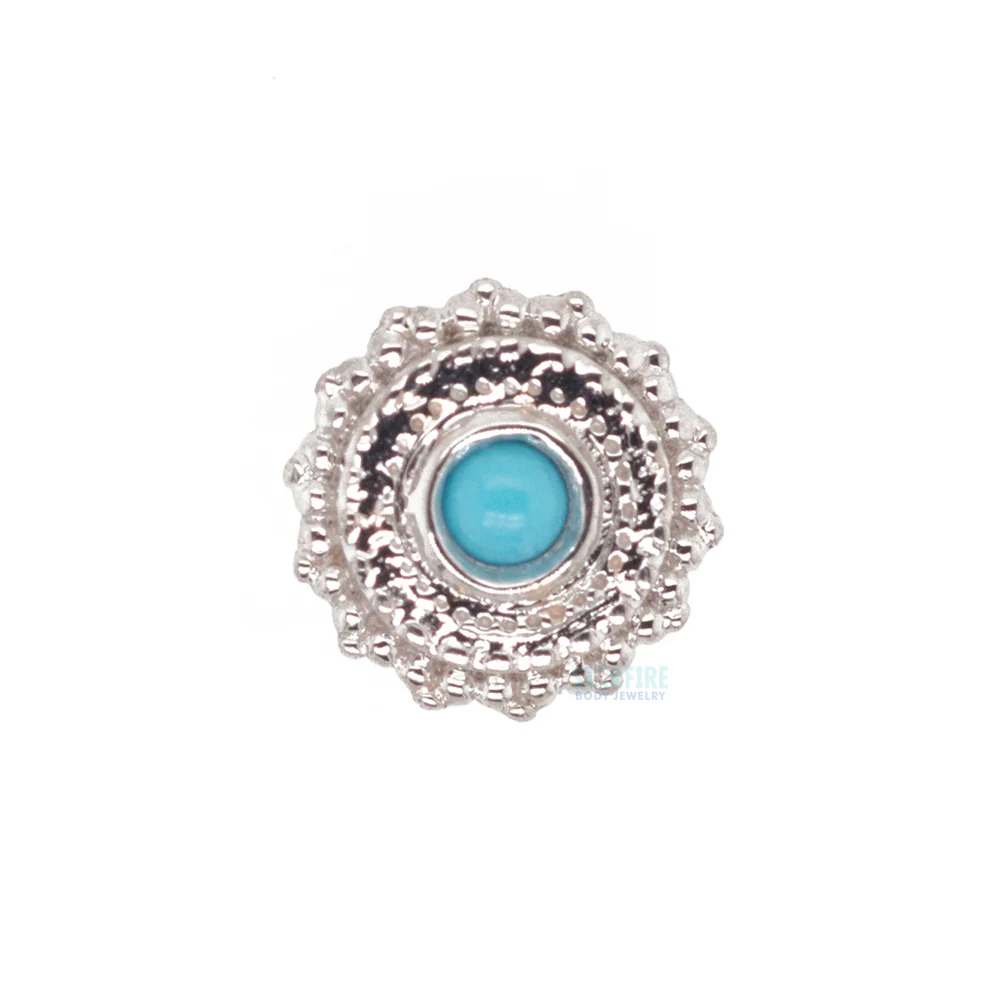 threadless: Round Afghan Pin in Gold with Turquoise - Image 5