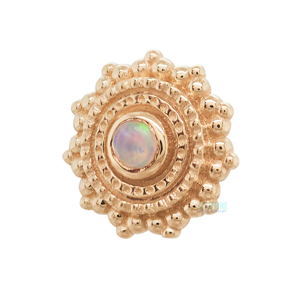 threadless: Round Afghan Pin in Gold with Genuine White Opal