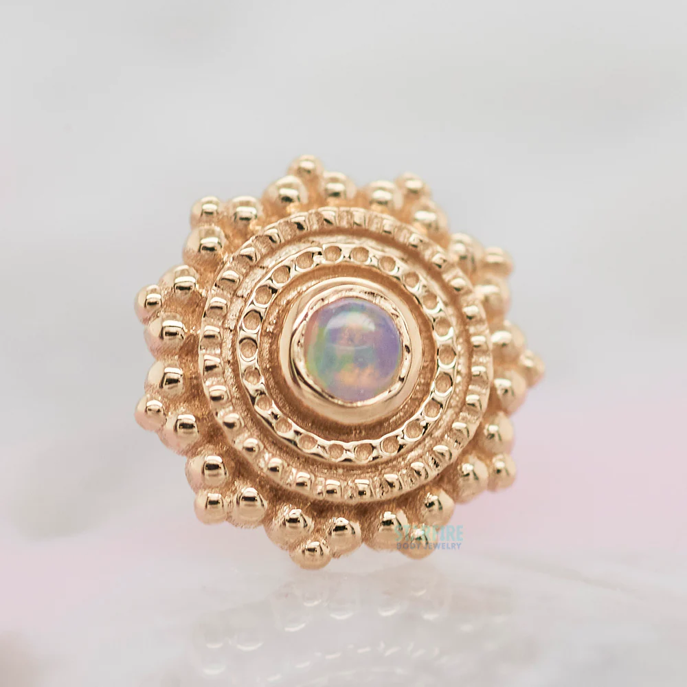 threadless: Round Afghan Pin in Gold with Genuine White Opal - Image 2