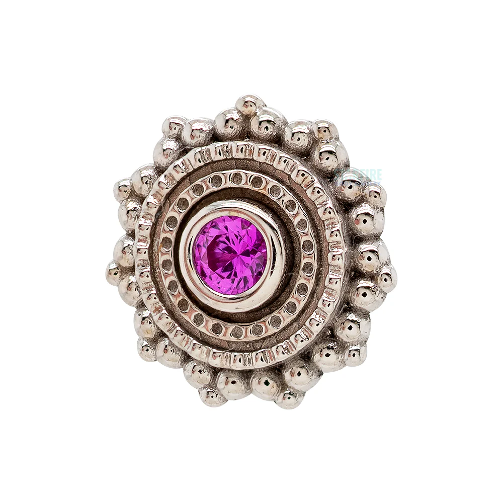threadless: Round Afghan Pin in Gold with Hot Pink Sapphire - Image 3