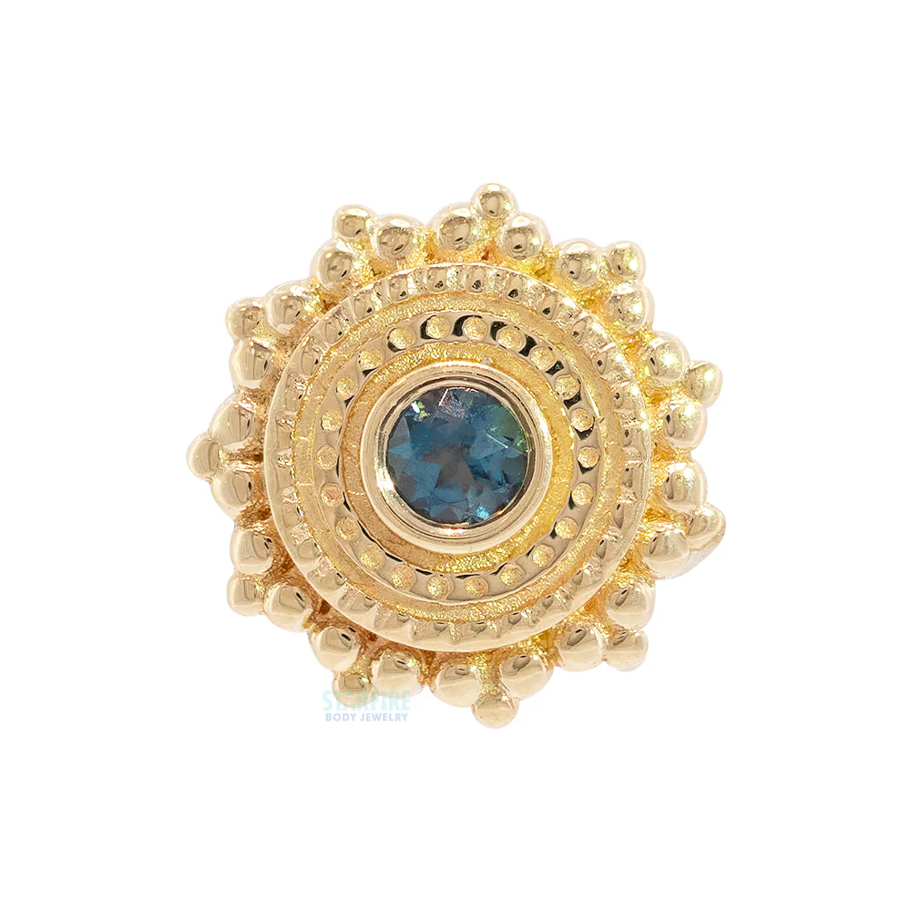 threadless: Round Afghan Pin in Gold with London Blue Topaz