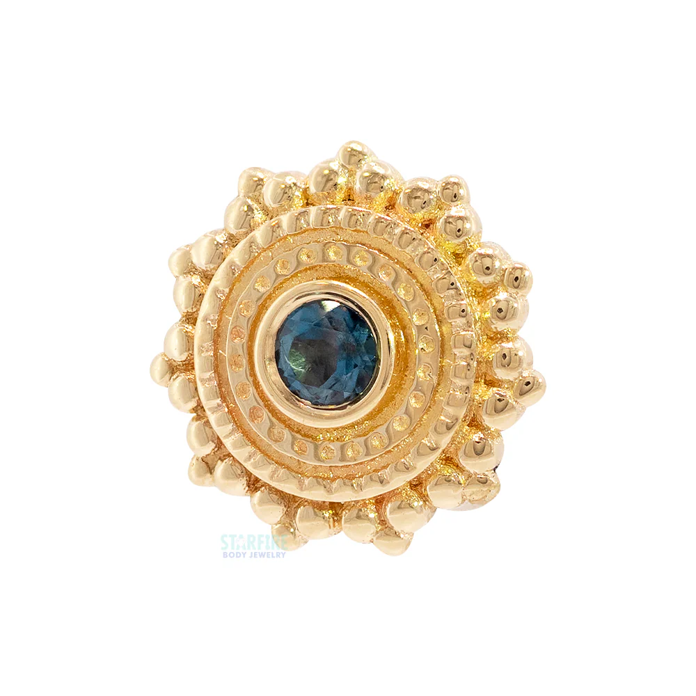threadless: Round Afghan Pin in Gold with London Blue Topaz - Image 2