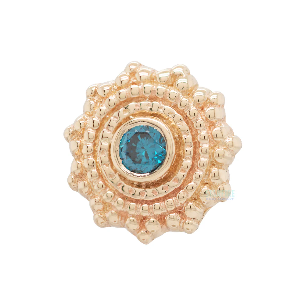 threadless: Round Afghan Pin in Gold with Ocean Blue Diamond - Image 3