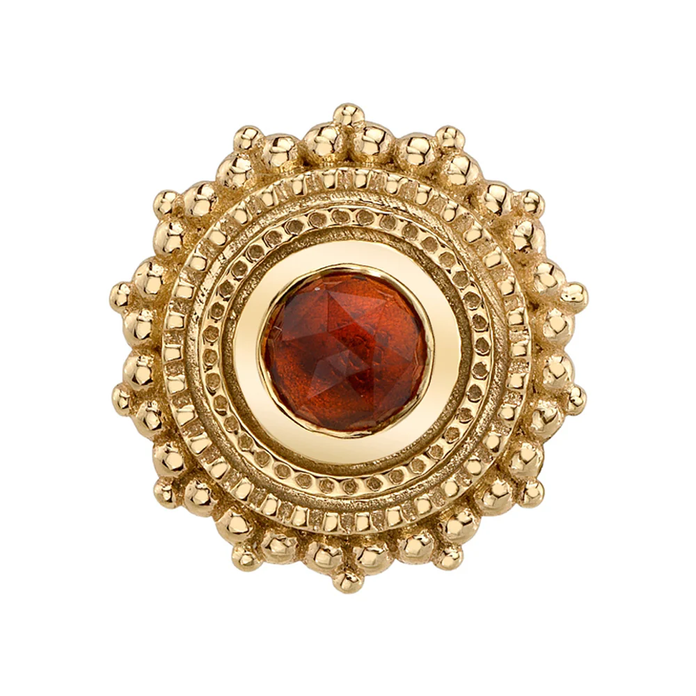 threadless: Round Afghan Pin in Gold with Rose Cut Madeira Citrine - Image 2