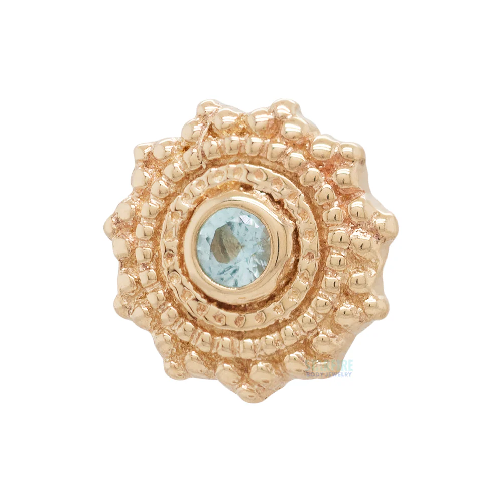 threadless: Round Afghan Pin in Gold with Swiss Blue Topaz - Image 2
