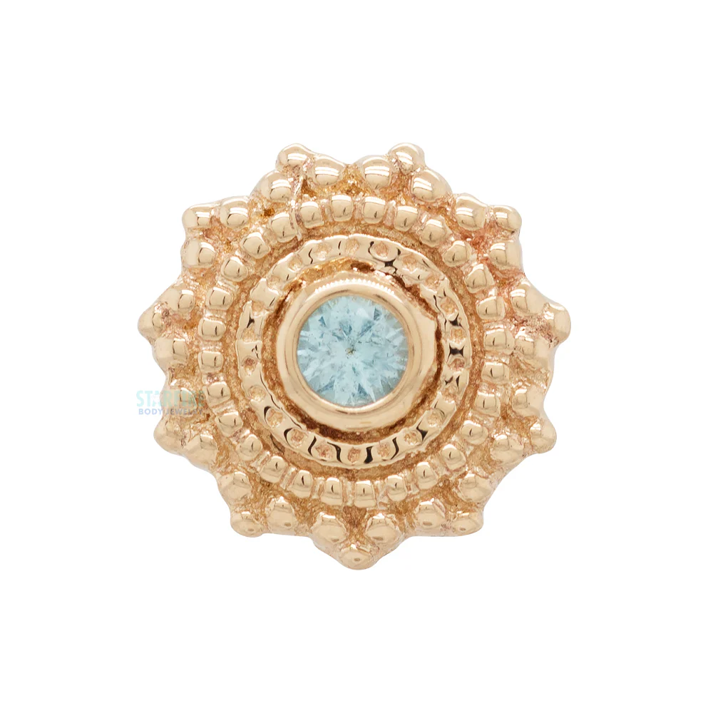 threadless: Round Afghan Pin in Gold with Swiss Blue Topaz - Image 3
