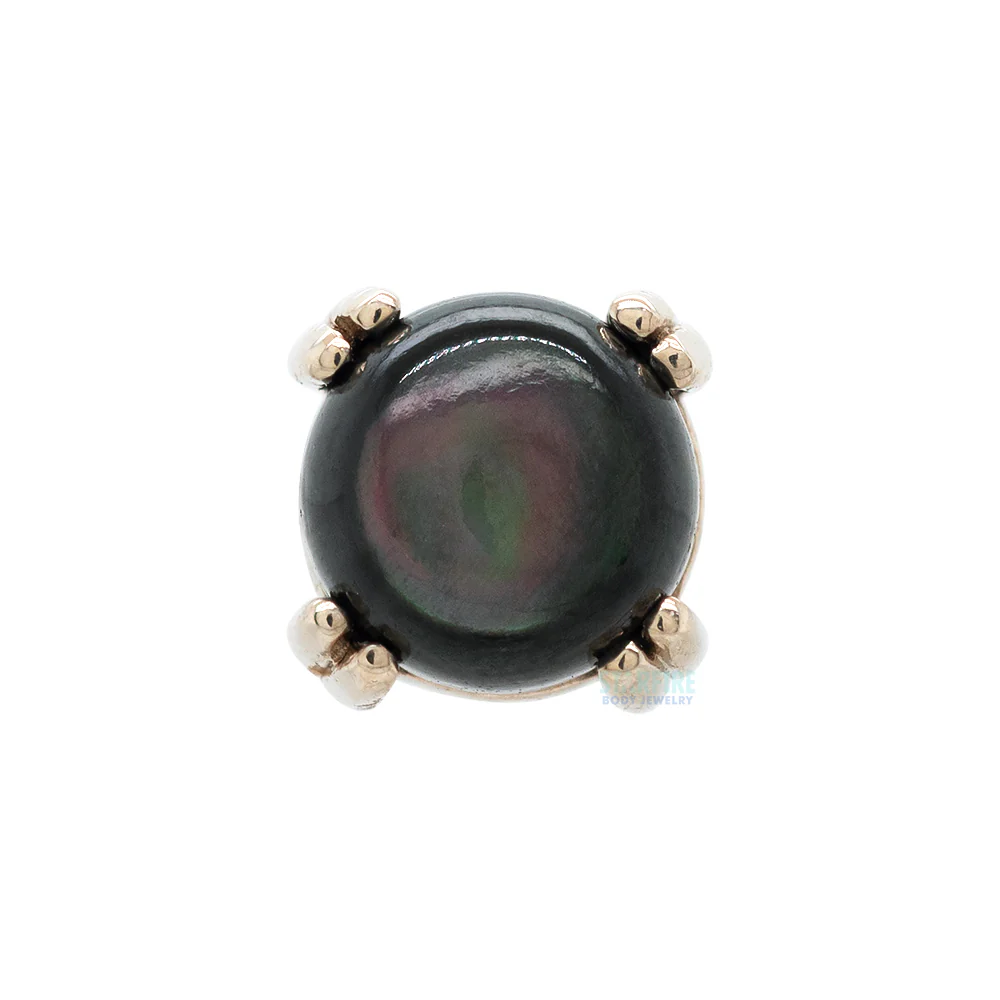 threadless: Black Mother of Pearl Cabochon Prong Set Pin in Gold & Platinum - Image 3