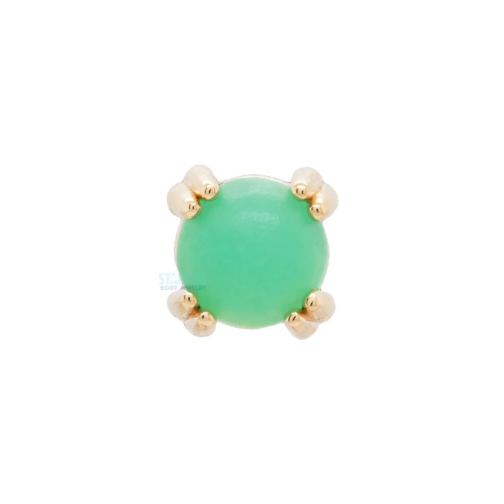 threadless: Sandblasted Chrysoprase Cabochon Prong Set Pin in Gold & Platinum - Image 3