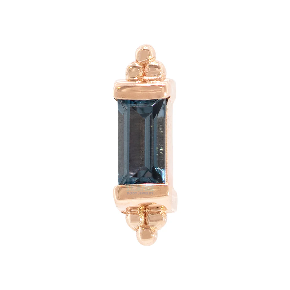 "Siva" Threaded End in Gold & Platinum with London Blue Topaz - Image 2