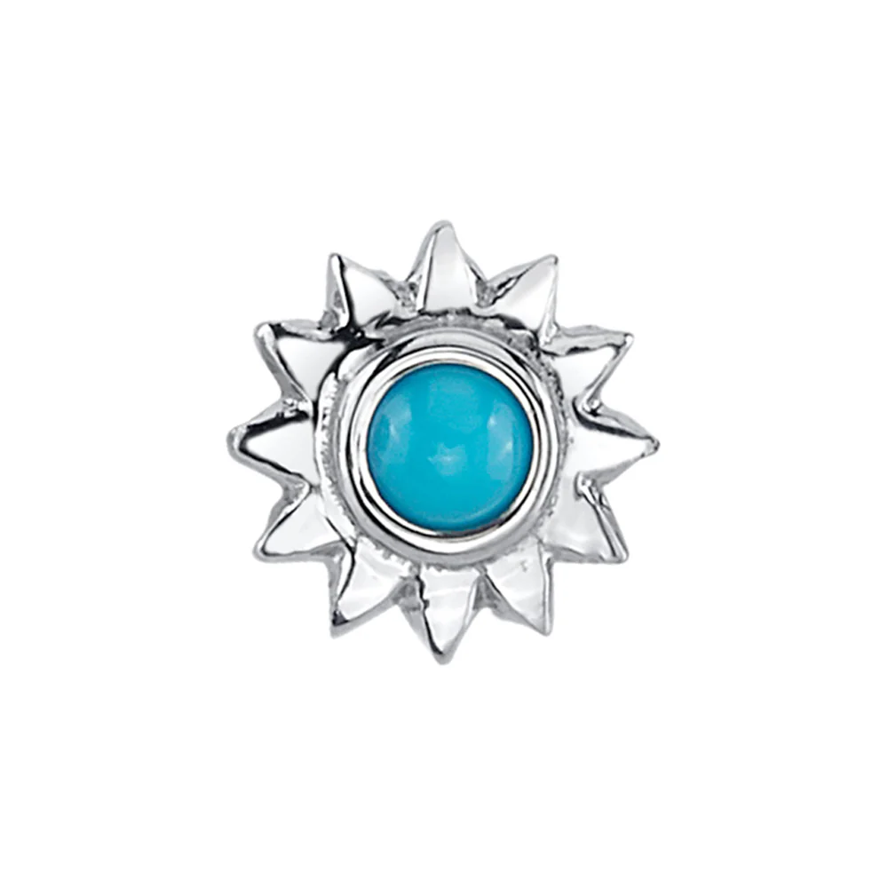 threadless: Sun with Bezel Pin in Gold with Turquoise - Image 2
