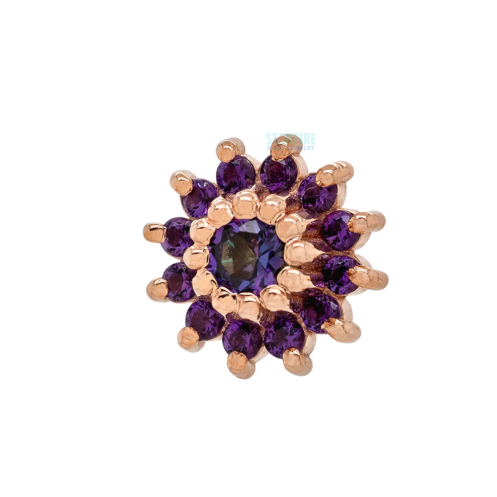 threadless: "The Rose" Pin in Gold with Mystic Topaz center & Amethyst petals  - Image 2