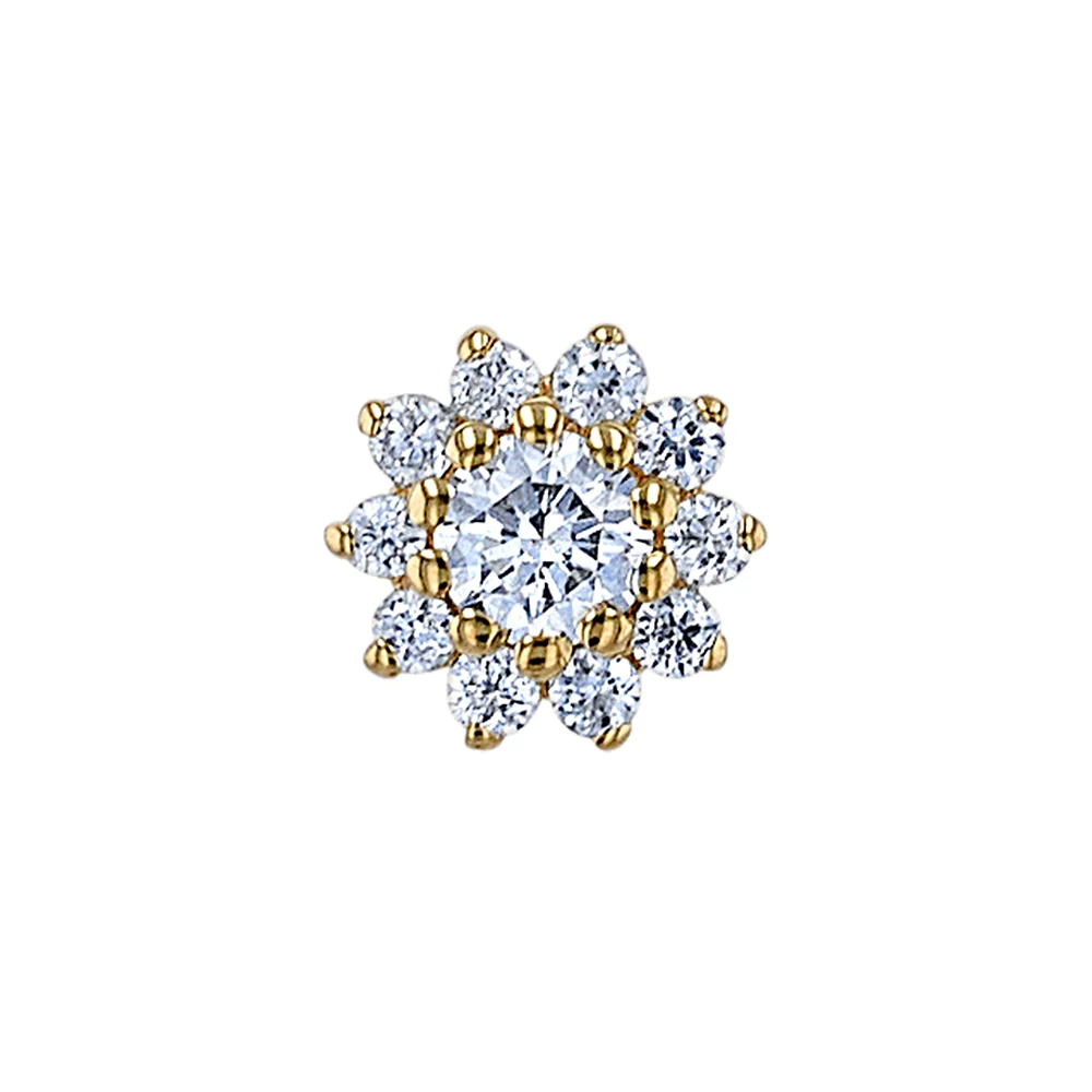 threadless: "The Rose" Pin in Gold with White CZ's - Image 2