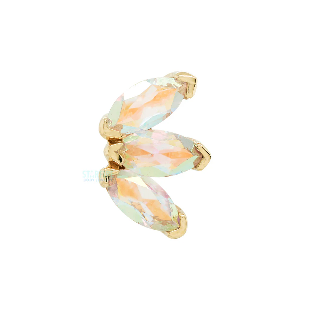 threadless: Triple Marquise Fan Pin in Gold & Platinum with Mercury Mist Topaz' - Image 3