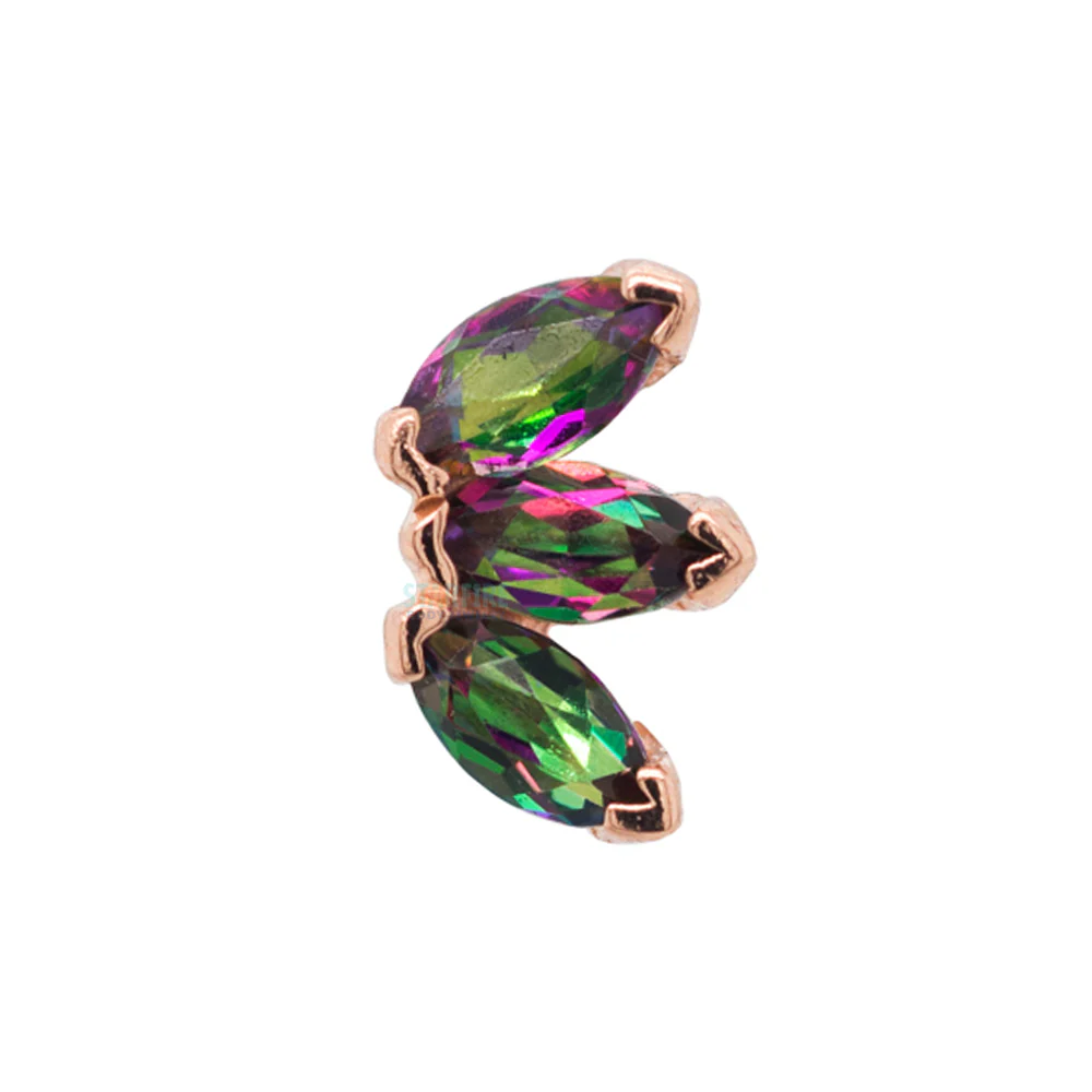 threadless: Triple Marquise Fan Pin in Gold & Platinum with Mystic Topaz' - Image 2