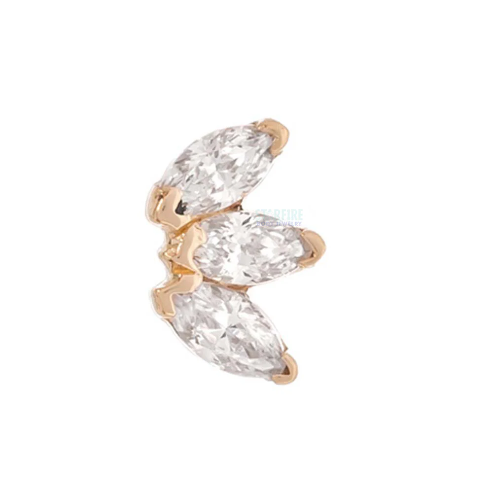 threadless: Triple Marquise Fan Pin in Gold & Platinum with White CZ's - Image 3