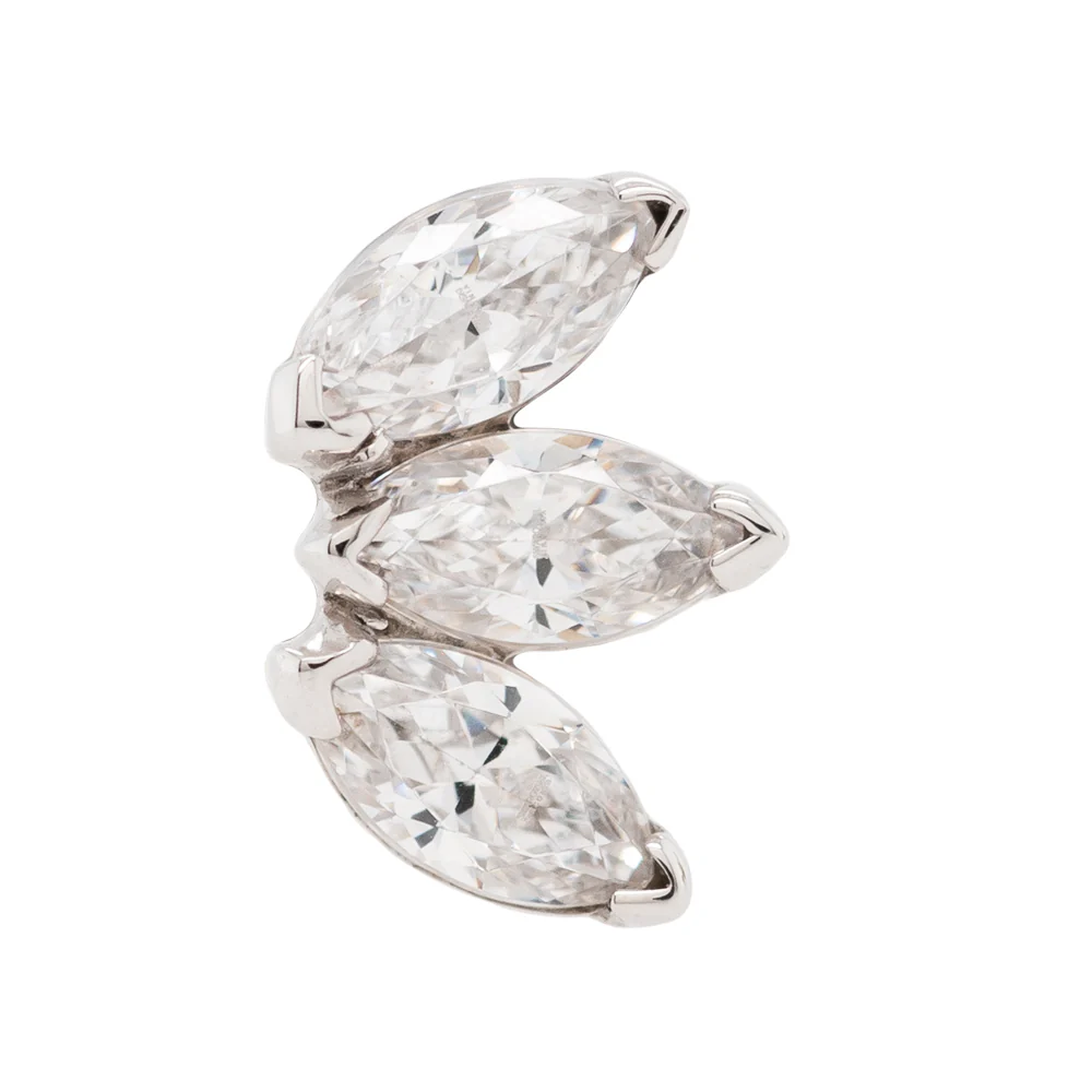 threadless: Triple Marquise Fan Pin in Gold & Platinum with White CZ's - Image 4