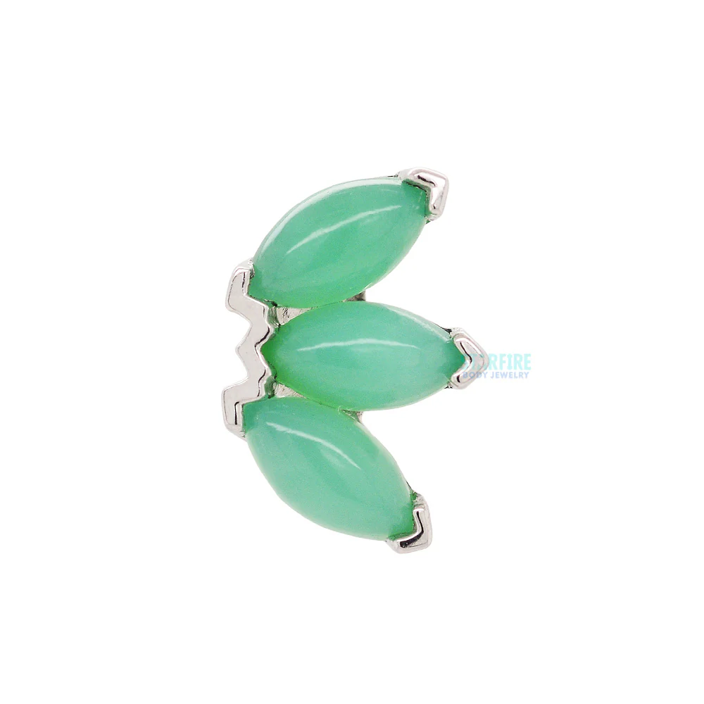 threadless: Triple Marquise Fan Pin in Gold & Platinum with Chrysoprase - Image 2