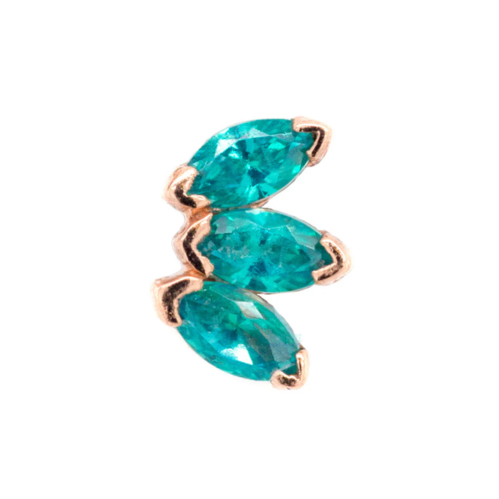 threadless: Triple Marquise Fan Pin in Gold & Platinum with Mint CZ's - Image 2
