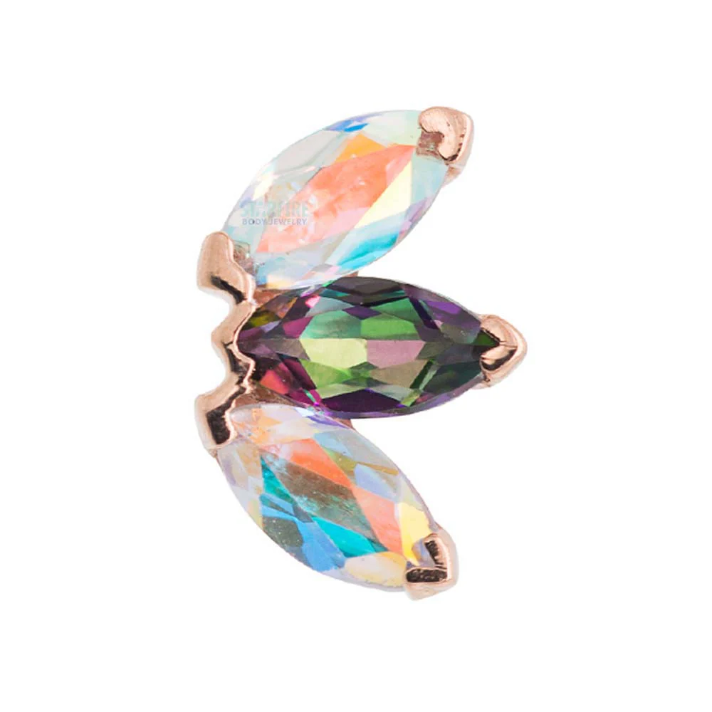 threadless: Triple Marquise Fan Pin in Gold & Platinum with Mystic Topaz & Mercury Mist Topaz' - Image 2