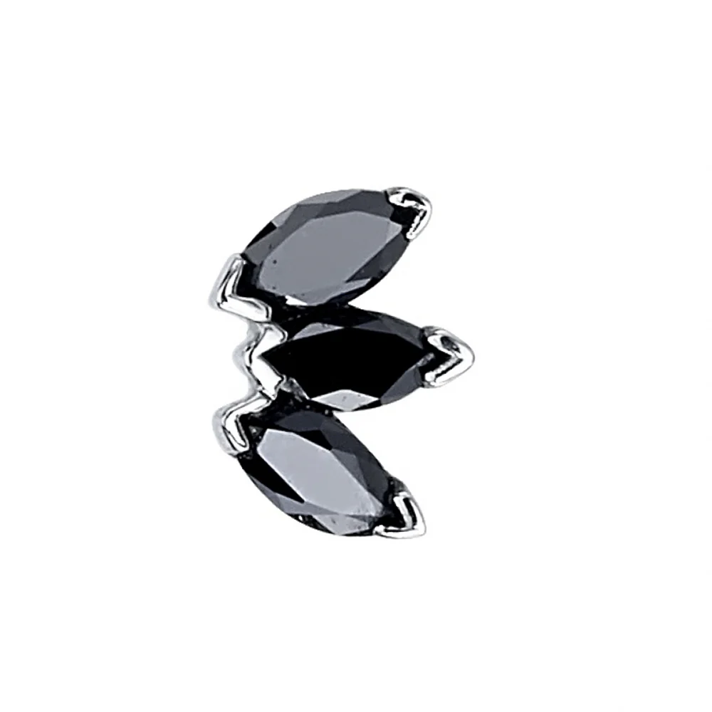 threadless: Triple Marquise Fan Pin in Gold & Platinum with Black Diamonds - Image 2