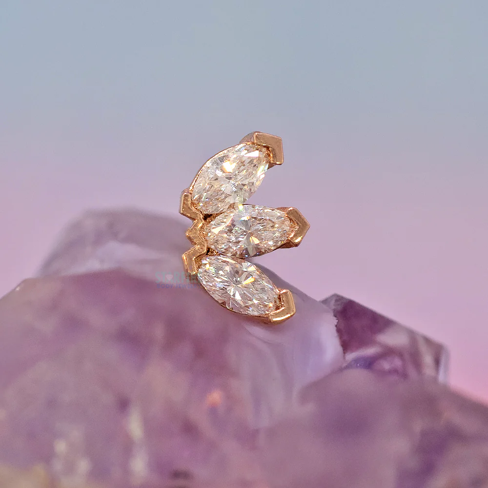 threadless: Triple Marquise Fan Pin in Gold & Platinum with DIAMONDS - Image 2
