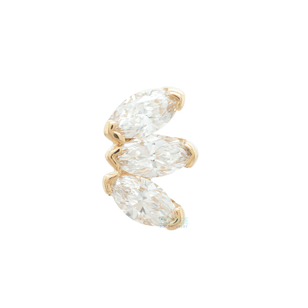 threadless: Triple Marquise Fan Pin in Gold & Platinum with DIAMONDS - Image 3