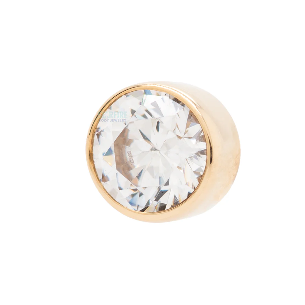 threadless: Bezel-Set White CZ Pin in Gold & Platinum - Image 2