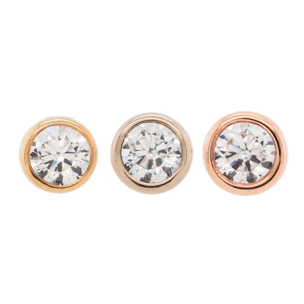threadless: Bezel-Set White CZ Pin in Gold & Platinum - Image 3