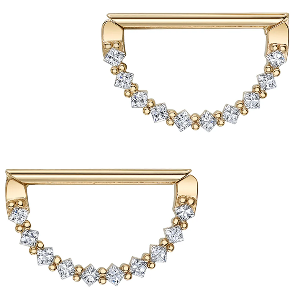 "Tiffany" Nipple Hinge Rings in Gold with DIAMONDS - Image 2