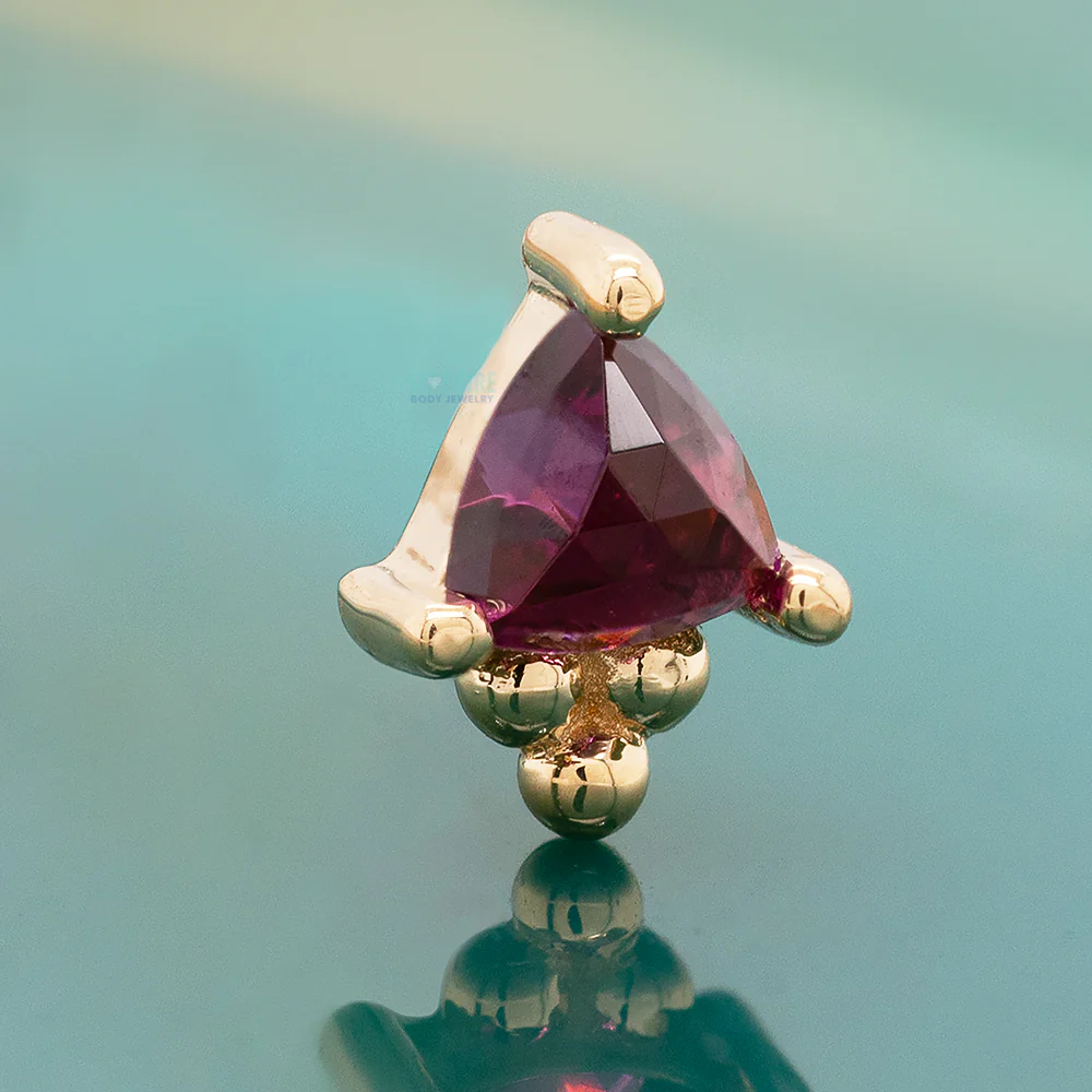 "Timka" Threaded End in Gold with Rose Cut Rhodolite - Image 2