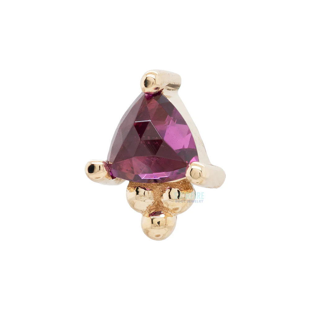 "Timka" Threaded End in Gold with Rose Cut Rhodolite - Image 3