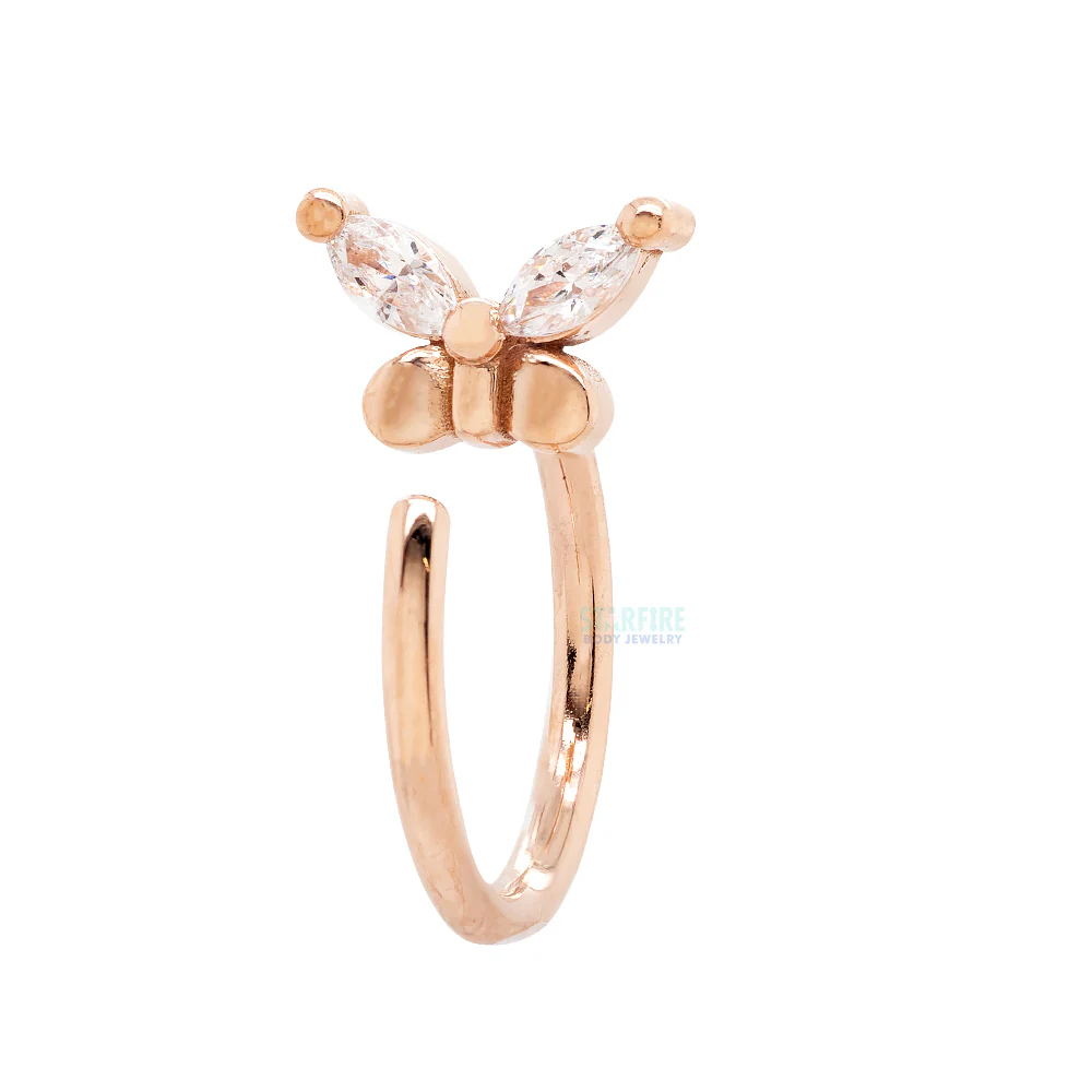 "Tink" Nostril Nail Ring in Gold with White CZ's