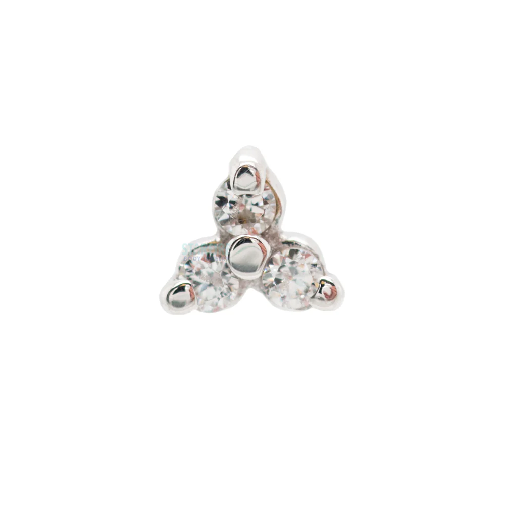 Tri Prong Cluster Threaded End in Gold & Platinum with White CZ's - Image 5