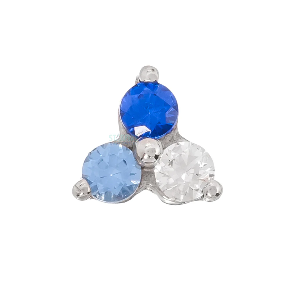 Tri Prong Cluster Nostril Screw in Gold with Blue Ombre CZ's - Image 2