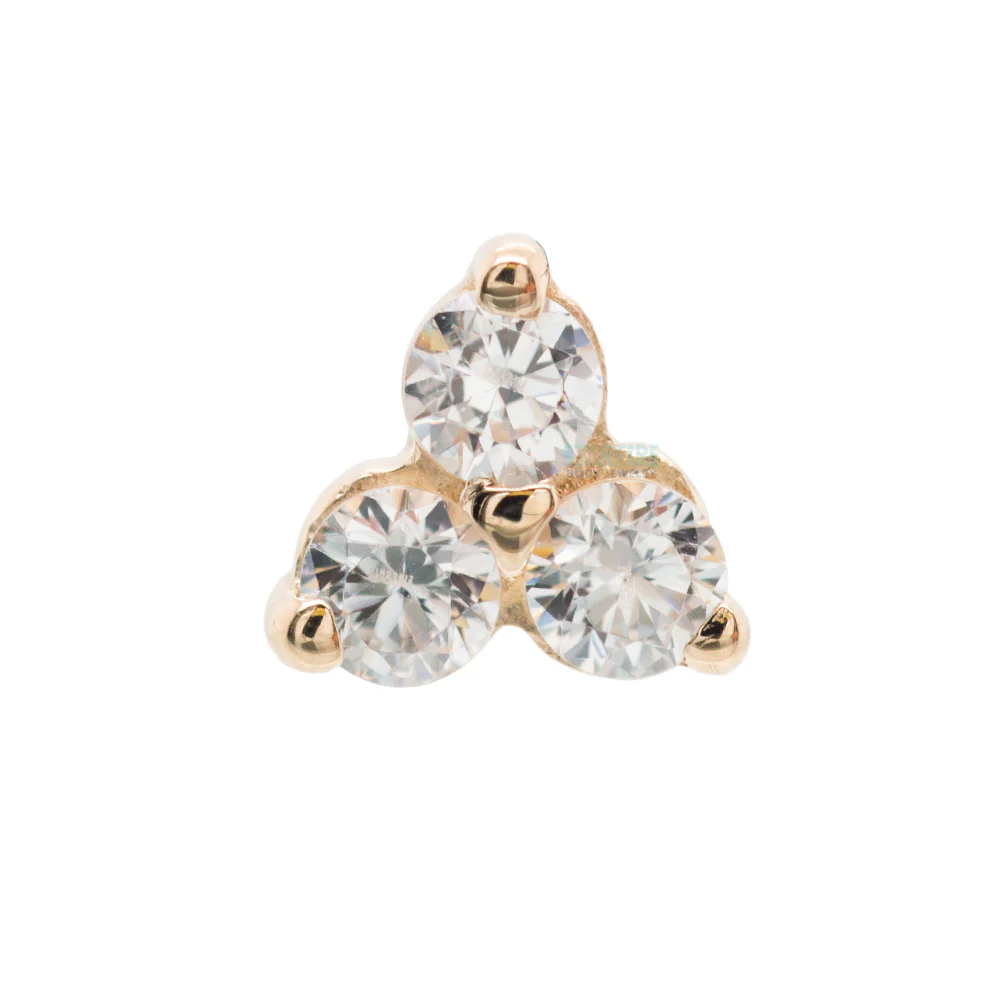 Tri Prong Cluster Nostril Screw in Gold with White CZ's - Image 4