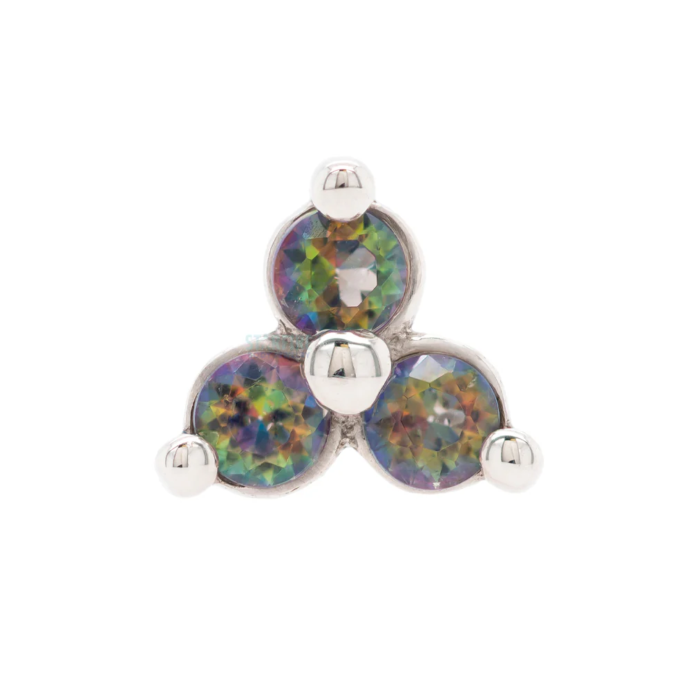 Tri Prong Cluster Threaded End in Gold with Mystic Topaz'