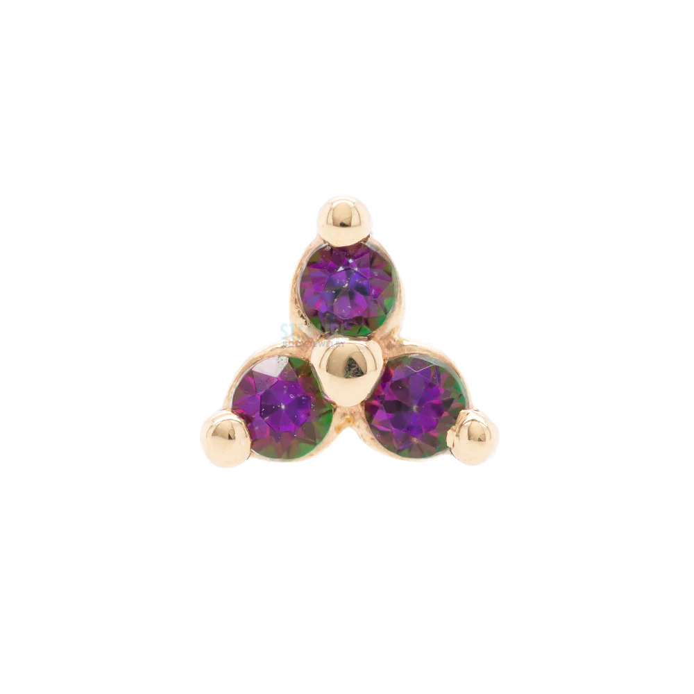 Tri Prong Cluster Threaded End in Gold with Mystic Topaz' - Image 3