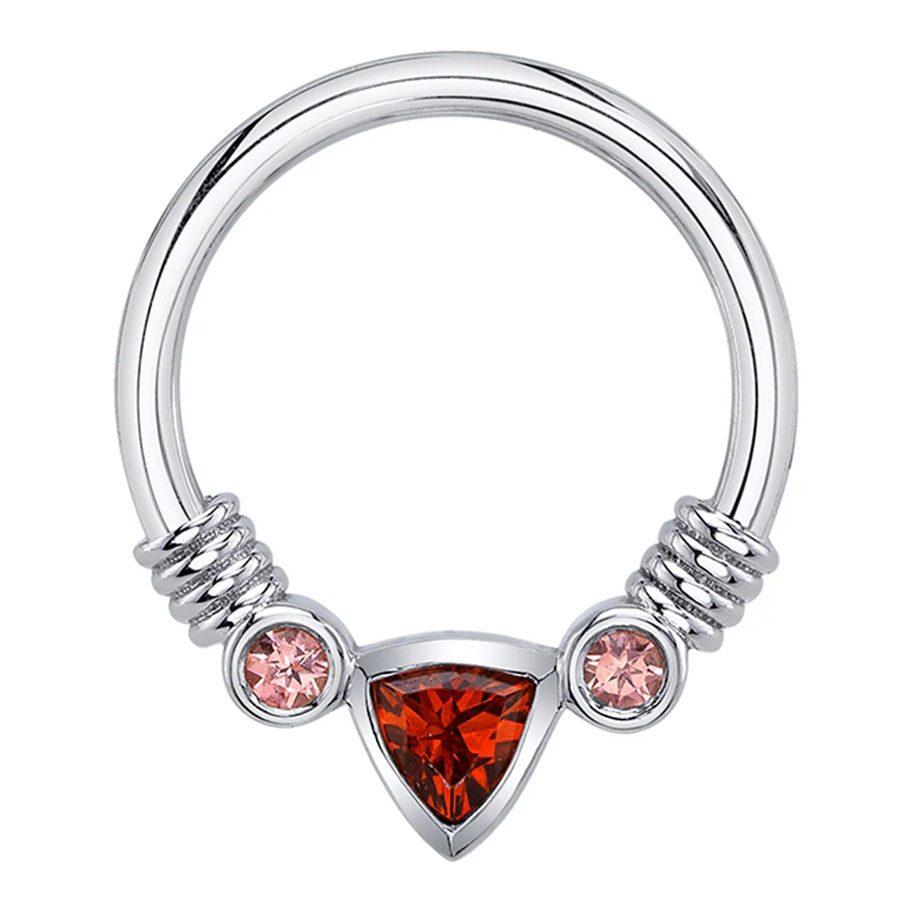 Trillion "Faraway" Seam Ring in Gold with Madeira Citrine & Padparadscha Sapphires - Image 2